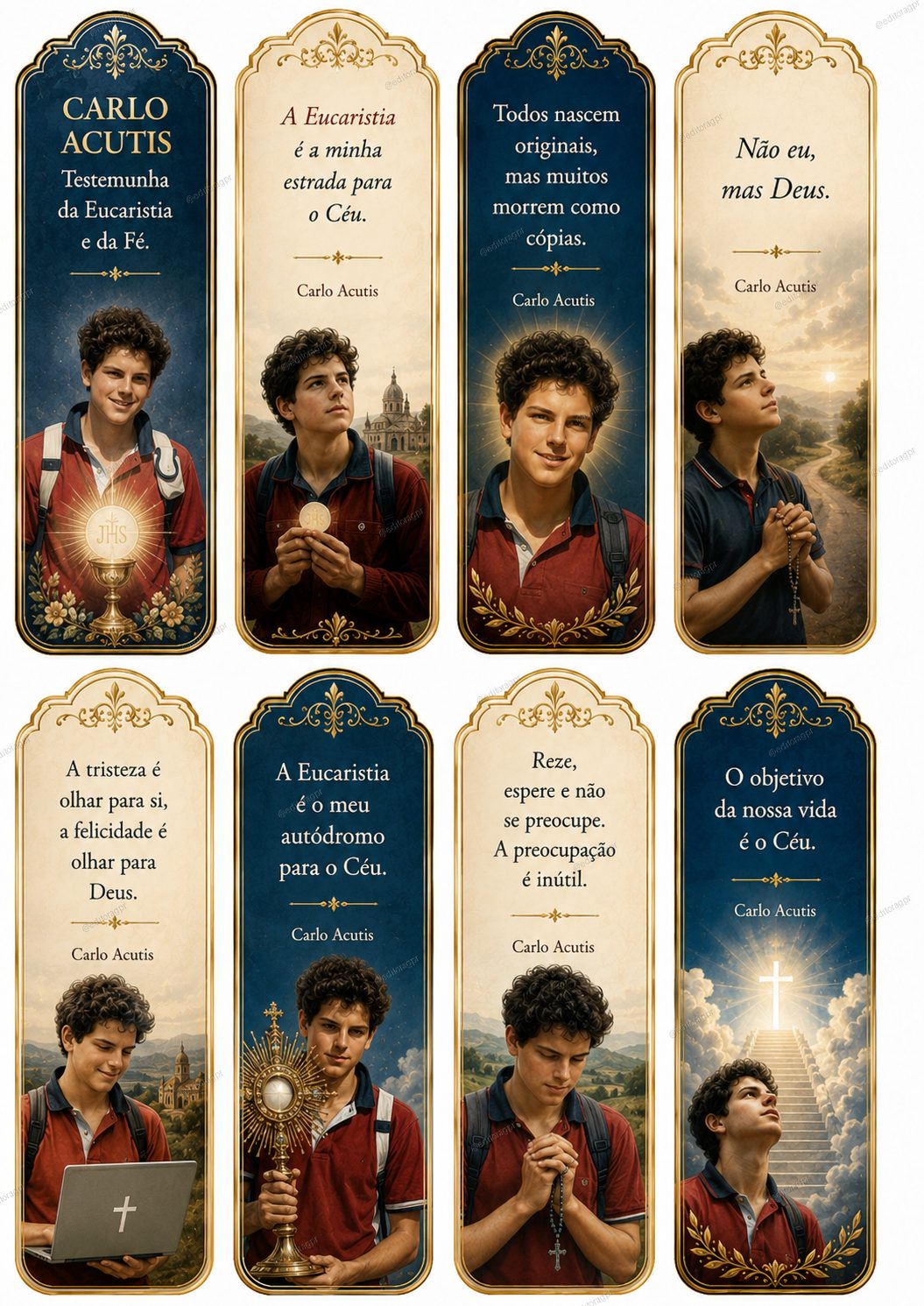 Marcadores de Carlo Acutis com frases marcantes